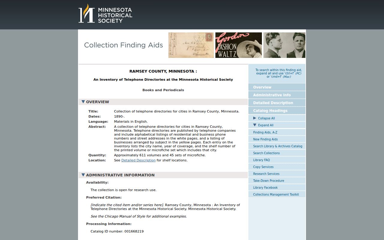 Shoreview city directory Minnesota Historical Society telephone directory holdings
