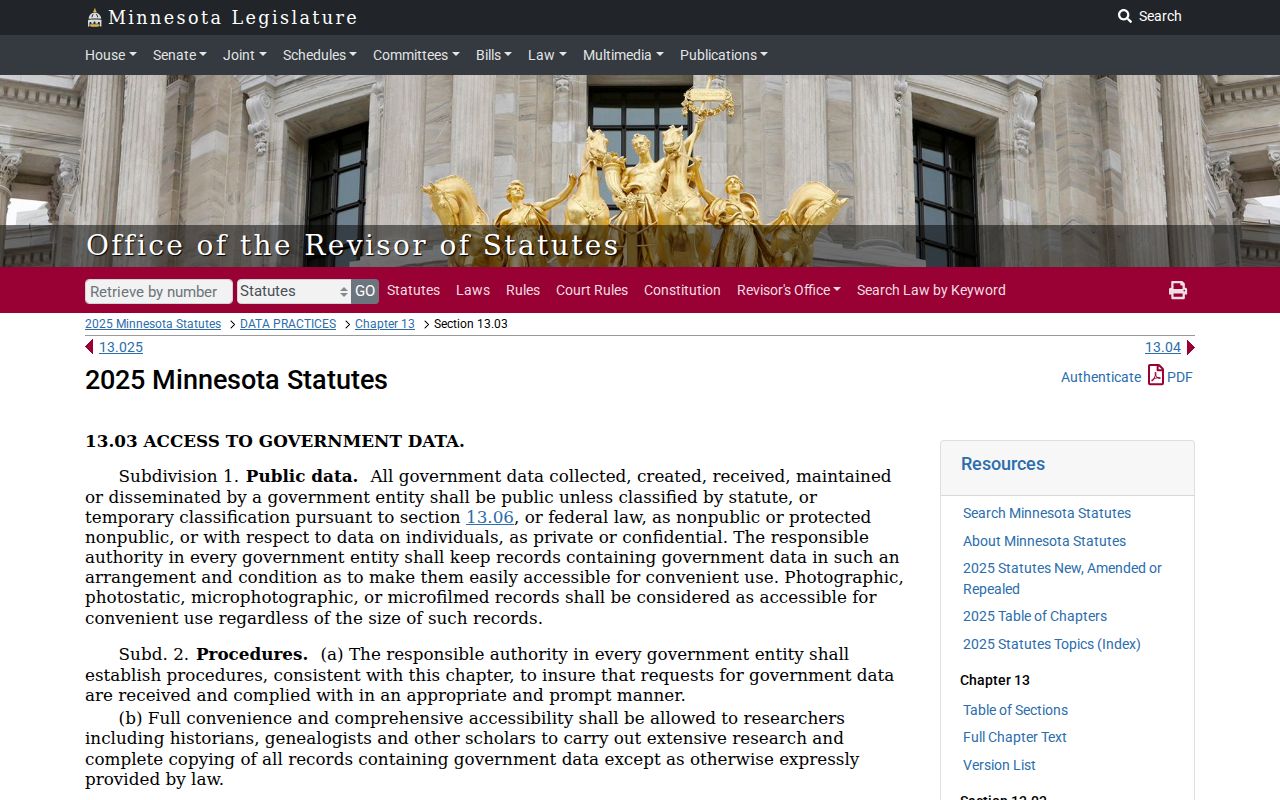 Shoreview Residents Directory view of Minnesota public-data access law
