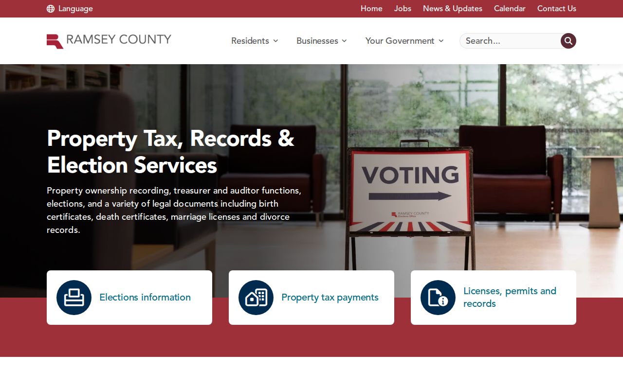 Shoreview Residents Directory view of Ramsey County property, records, and elections services