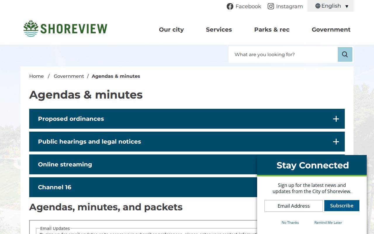 Shoreview neighbors city agendas and minutes archive