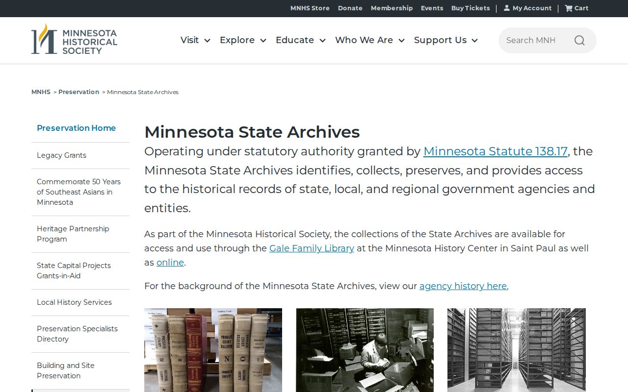 Shoreview previous residents Minnesota State Archives access route