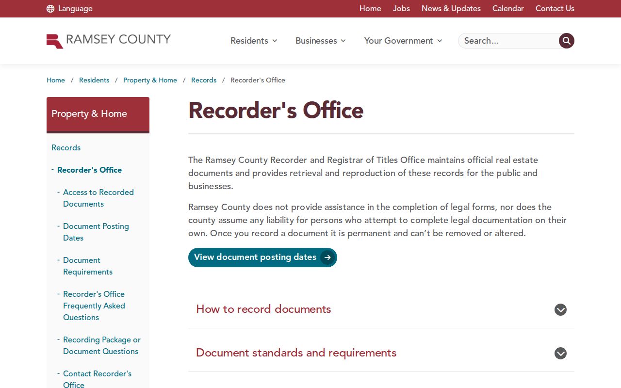 Shoreview previous residents Ramsey Recorder office route
