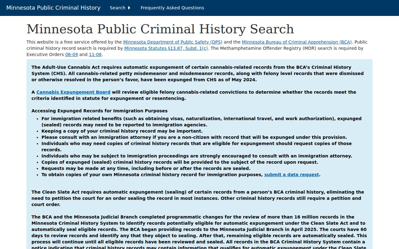 Shoreview resident lookup reference for Minnesota BCA public conviction search