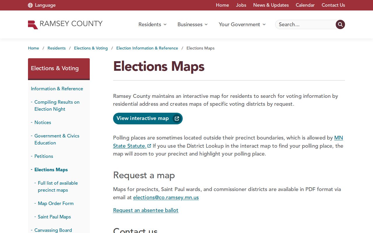 Shoreview street directory Ramsey County election map lookup