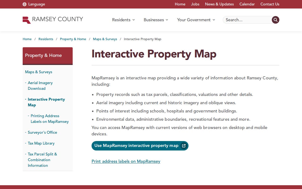 Shoreview ZIP code reference for Ramsey interactive property map